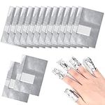 Qufiiry 100 Pcs Foil Nail Wraps, Nail Foils for Gel Nails, with Pre-attached Lint-Free Cotton Pads, Nail Foil Aluminium Wraps Remover for Fast & Gentle Soak Off Gel Polish Removing