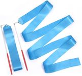 2pcs Dance Ribbons, 78.7 Inch Long Twirling Dancing Ribbon Gymnastics Ribbon Streamers for Kids Artistic Dancing Training Party, with Ribbon Dancer Wand (Sky Blue)