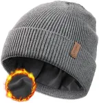 FURTALK Winter Hats for Men Women Fleece Lined Beanie Warm Cuffed Outdoor Skull Cap Grey