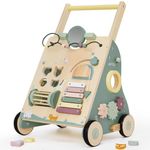 Wooden Baby Walker, Baby Push Walker, Adjustable Speed Baby Walker with Wheel for Boys and Girls, Montessori Walker Toy, Toddler Activity Center