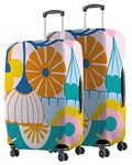 Nasher Miles Polyester Protective Luggage Cover Set of 2 (Medium-Large) - Pink Beach Design