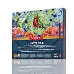 Derwent Inktense Permanent Watersoluble Pencils Wooden Gift Box Set, Drawing & Painting, Ideal For Layering, Use on Fabrics, Wax-based, Professional Quality - 2300151 (Set of 48)