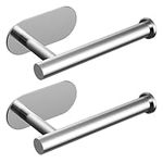 WUBAYI Toilet Roll Holder Wall Mounted - Self Adhesive,304 Stainless Steel Wall Mounted Toilet Paper Holder,Waterproof & Rust Resistant for Bathroom, Washroom, Toilet, Kitchen (2, Silver)…