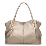 Pahajim Tote Bags for Women PU Leather Shoulder Bags Women with Zip Waterproof Bag Simple and Lightweight Ladies Handbags for Work Shopping Bag(gold)