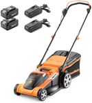 LawnMaster 48V 41cm Cordless Lawnmower with a Set of two MX 24V 4.0Ah Lithium Ion Batteries, 2x Fast Chargers, Edging Comb, Rear Roller and Mulching Function. Battery lawn mower for Large Lawns.