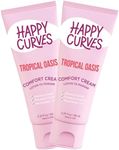 HAPPY CURVES Comfort Cream Deodorant for Women: Aluminum-Free Lotion to Powder for Private Parts, Under Breast, & Body - Anti Chafing Cream 2.25 oz. (2 Pack, Tropical Oasis)