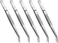 Stainless Steel Tweezers, with Curved Serrated Tip Multipurpose Tweezers Sewing Machine Tweezers Forceps for Craft Repairing (5PCS)