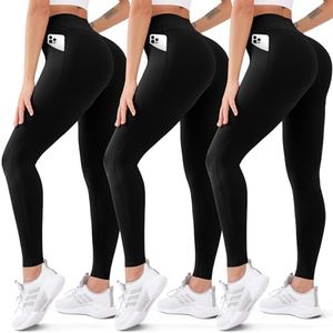 FEYHAY 3 Pack High Waisted Leggings for Women Butt Lift Tummy Control Yoga Pants Non See-Through Workout Running Pants (0FEYHAY 32 Black/Black/Black, L/XL)