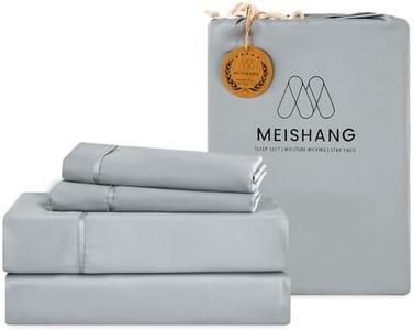 MEISHANG Bamboo Viscose Sheet Set King Size - 100% Pure Organic Viscose - 400TC Bamboo Viscose Cooling Bed Sheets Set - Fit 16 Inch Deep Pocket - 4 Piece Set Silky Soft Luxury - King, Light Gray