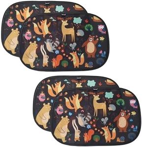 Enovoe Colorful Cartoon Animal Design Car Window Shade for Baby - (2 Pack) 19"x12" car Shades for Side Windows Baby - car Sun Shades Glare and UV Rays Protection for Child - Window Shades for car Baby