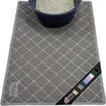 The Original Gorilla Grip Water Resistant Cat Litter Box Catcher Mat, Easy Cleaning Mess Trapper Protects Floors, Stays in Place for Cats, Soft on Kitty Paws, Less Waste, 61x43 cm Gray