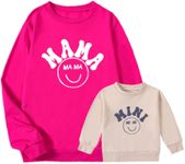 UNIQUEONE Mommy and Me Matching Outfits - Letter Print Crewneck Pullover Sweatshirt Cute Mom Gift Set Baby Clothes, Apricot(baby), 2-3 Years