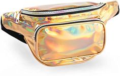 Holographic Fanny Pack for Women Men, Water Resistant Crossbody Waist Bag Pack with Multi-Pockets Adjustable Belts