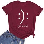 BLACKMYTH Women's Cute Graphic T Shirts Funny Tops Casual Tees Wine Red XX-Large