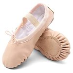 TETSUO Ballet Shoes for Girls, Indoor Ballerina Flats Dance Slippers for Kids, Toddlers Dancing, Yoga Soft Light Pink