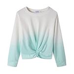 Arshiner Girls Casual Twist Front Lightweight Sweatshirt Tie Dye Printed Long Sleeve Crop Tops Pullover