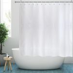 YISURE White Weighted Fabric Shower Curtain, Waterproof Shower Curtain for Bathroom Decor, 180x180cm/71“x71”