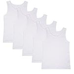 Boys TEW 5 Pack Vests - 10/11 YRS - White