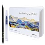 int!rend Watercolour Paper DIN A5 300gsm - 40 White Glued Painting Paper + Water Tank Brush & Pencil - Premium Water Colour Pad, Paint Book & Sketchbook