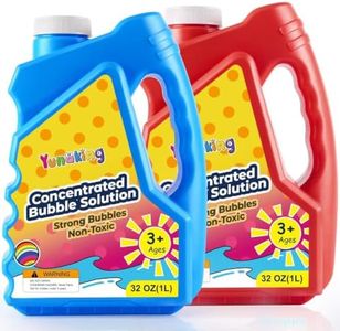 Yunaking Bubbles Solution Concentrated 64oz (Makes 5 Gallons), Non-Toxic Bubbles Refills for Bubble Machine, Gun, Wand, Mower, Giant Bubble Toys for Kids Parties Outdoor Easter Wedding(Red+Blue)