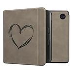 kwmobile Cover Compatible with Kobo Libra Colour Cover - eReader Case - Brushed Heart Grey