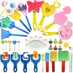 XIANGZI Finger Paint Sponges for Kids,Sponge Painting Brushes Set,Toddler Paint Set,Paint Set for Kids 6-12 Include Foam Brushes,Paint Roller Kit,Palette,Flower Pattern Brush,Brush Set.