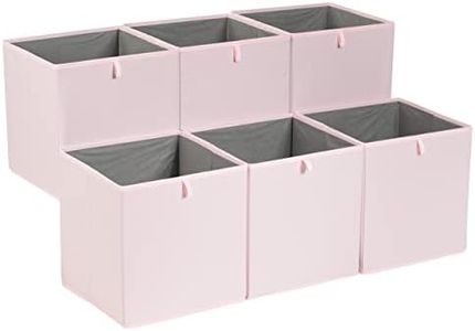 Amazon Basics Collapsible Fabric Storage Cube Organizer Bins - Pack of 6, Peony Pink, 33x38x33 CM