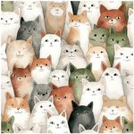 HAOKHOME 99056 Cats Wallpaper Peel and Stick Animal Stick on Wallpaper Textured 3D Wall Paper for Dollhouse Adhesive Contact Paper 17.7in x 9.8ft