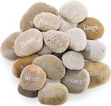 Jucoan 20 Pack Engraved Inspirational Stones with Words Encouragement Rocks Gratitude Stones Zen Stones Prayer Faith Prayer Stones Motivational Gift for Friends, 2-3 Inch