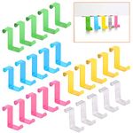 Rustark 25 Pcs Over The Door Hooks Kit Pink 5 Colors Metal Reversible Hooks Double Side Z Shaped Hanging Hooks for Kitchen, Bathroom, Bedroom, Cabinet (Pink Blue Yellow Green Sliver)