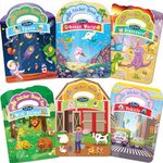 Elfew 6 Pack 3D Puffy Sticker Books for Kids 3-5, Reusable Puffy Stickers for Toddlers, Kids Sticker Activity Books, Include 6 Themes Farm, Ocean, Dinosaurs, Space, Vehicle, Wild Animal