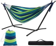 HBlife Hammock with Stand, 2 Person Heavy Duty Hammocks for Outside Max 450 LBS Comfortable Free Standing Hammock for Outdoor and Indoor