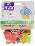 Darice FLT-2781 Darice, 20 Piece, Felties Felt Stickers, Cupcakes,