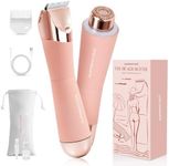 SUPRENT Bikini Trimmer Women- Painless Ladies Hair Removal Waterproof Wet & Dry- 2 in 1 Lady Shaver for Pubic Hair & Facial Hair- Cordless Electric Razors with USB-C Rechargeable- Deep Pink