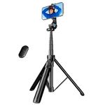 Phone Tripod, Lusweimi 63” Selfie Stick Tripod with Wireless Remote, Portable Travel Tripod Stand Compatible with iPhone 15 Android for Selfie/Photography/Video Recording/Live Streaming/Vlogging