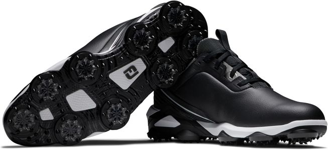 FootJoy Tour Alpha Golf Shoes, Black/White/Silver – 9 UK Wide