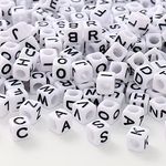 HERZWILD1000pcs Letter Beads,Acrylic Alphabet Cube Beads Craft Beads Square Loose A-Z Beads for Jewellery Crafts DIY Necklace Bracelet Decoration (6 x 6 mm)