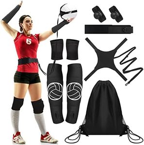 5 Set Volleyball Training Equipment Aid Volleyball Trainer Kit, Include Elastic Volleyball Resistance Belt Set Hand Straps Volleyball Arm Sleeves and Knee Pads Backpack for Teen Gifts (Medium)