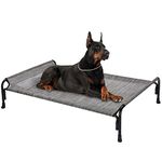 Veehoo Elevated Dog Bed, Outdoor Raised Dog Cots Bed for Large Dogs, Cooling Camping Elevated Pet Bed with Slope Headrest for Indoor and Outdoor, Washable Breathable, X-Large, Black Silver, CWC2204