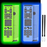 [2-Pack] Silicone Case Cover for XFinity Remote, Protective Lightweight Shockproof for XFinity Comcast XR15 Voice Remote Cover with Lanyard (Glowing Blue and Glowing Green)