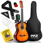 Pyle Beginner 36” Classical Acoustic Guitar - 3/4 Junior Size 6 String Linden Wood Guitar w/Gig Bag, Tuner, Nylon Strings, Picks, Strap, For Beginners, Adults - PGACLS82SUN (Sun Burst)