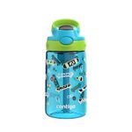 Contigo Kids Aubrey Water Bottle with Straw and Leak-Proof Lid, BPA-Free Plastic, Dishwasher Safe, Blue Raspberry Lime Skater, 14 oz (414 mL)