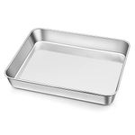 Homikit Small Oven Tray, Stainless Steel TrayBake Cake Tin Rectangle Baking Tray, Deep Rimmed Baking Sheet Pan Ideal for Cake/Lasagne/Brownie, 26.6x20.2x5cm, Brushed Finish & Dishwasher Safe