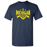 UGP Campus Apparel NCAA Football Rush, Team Color T Shirt, College, University, Michigan Wolverines Navy, Large