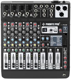 Professional 6-Channel Audio Mixer, Phenyx Pro DJ Sound Mixer Board w/Flexible AUX, BUS, SUB Routing, 16 DSP, BT Streaming & USB-B PC Recording, Mixing Console for Stage, Home Studio (PTL-600)