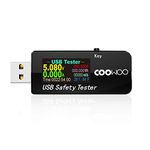 COOWOO USB Tester Digital Power Meter, Multimeter Tester with 0.96 LCD Display, Voltmeter, Ammeter, DC 5.1A 30V, for Current, Voltage and Capacity, Speed Test of Chargers