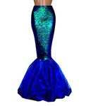 Loalirando Women's Mermaid Costume Halloween Mermaid Stage Costumes Sequins Maxi Skirt Cosplay Carnival Evening Dress (Blue, S)