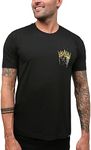 INTO THE AM Fallen King II Graphic Tee for Men - Short Sleeve Design T-Shirts (Black, Medium)