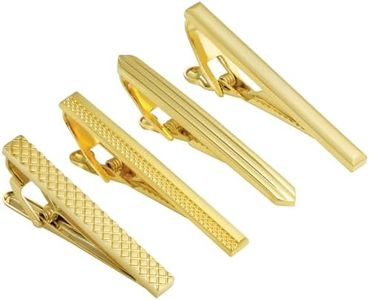 Tie Clip for Men Set, 4 Pack Gold Tie Bar and Tie Pin Clip for Regular Ties, Unique Mens Tie Clip Tie Clasp Suitable for Wedding Anniversary Business Professional and Best Gifts