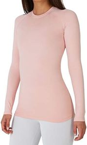 TCA Super Thermal Long Sleeve Women Base Layer, Women Cold Weather Thermal Ski/Running Base Layer Shirt Womens - Pink Silver, Large